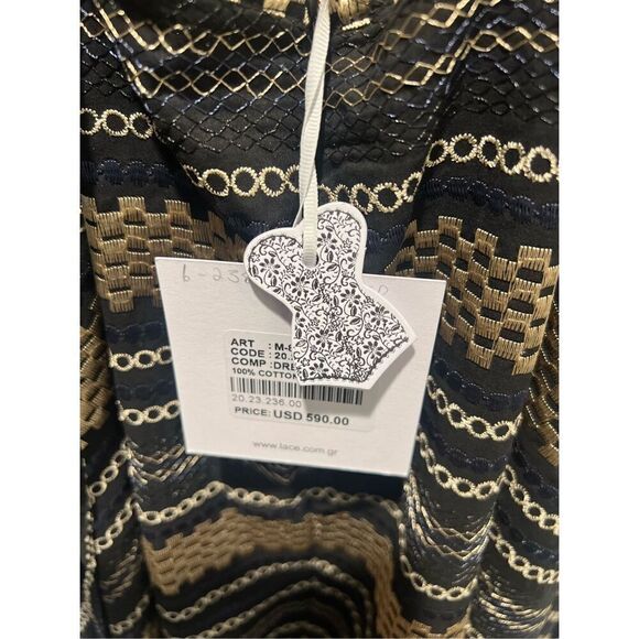 LACE the Label Black gold jacquard Midi Halter Dress Vacation size S NWT$590 - Picture 7 of 7